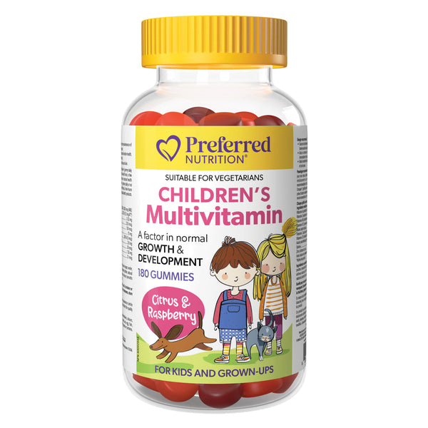 Bottle of Preferred Children's Multivitamin - Citrus & Raspberry Gummies 180 Gummies
