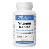 Bottle of Preferred Nutrition Vitamin K2 & D3 120 Softgels
