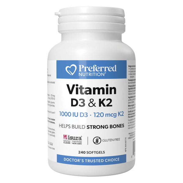 Bottle of Preferred Nutrition Vitamin K2 & D3 240 Softgels
