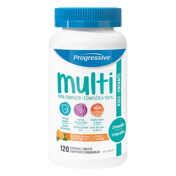 Bottle of Progressive Multivitamin for Kids - Natural Orange Flavour - 120 Chewable Tablets
