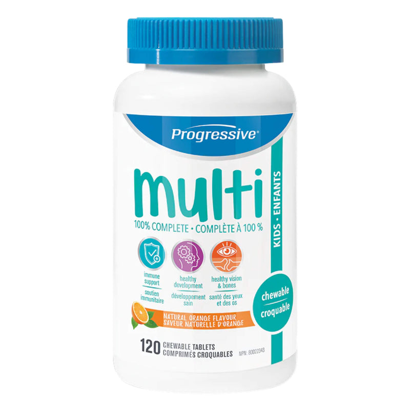 Bottle of Progressive Multivitamin for Kids - Natural Orange Flavour - 120 Chewable Tablets
