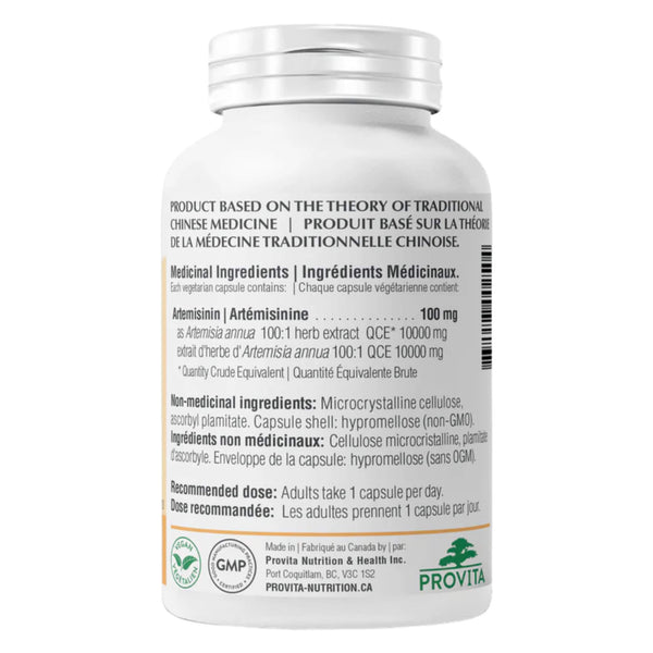 Bottle Back of Provita Artemisinin Forte 
