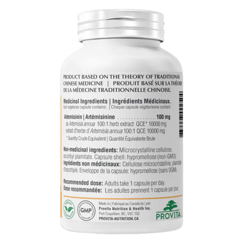 Bottle Back of Provita Artemisinin Forte 
