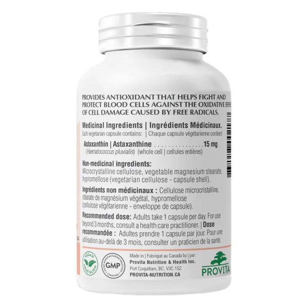 Bottle Back of Provita Astaxanthin Forte 
