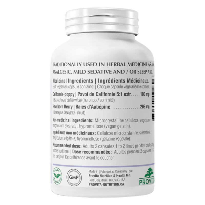 Back of Bottle of Provita Nervine 60 Veggie Capsules
