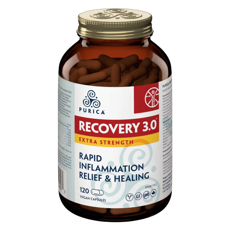 Bottle of Purica Recovery 3.0 Extra Strength 120 Vegan Capsules
