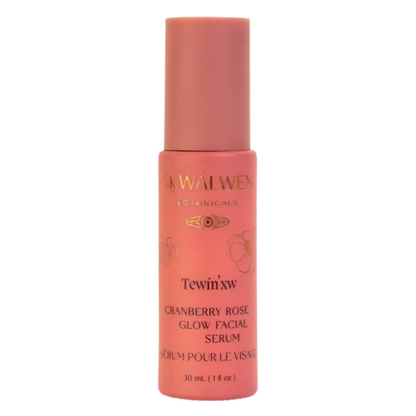 Bottle of SKWÁLWEN BOTANICALS Tewin’xw Cranberry Rose Glow Facial Serum 30 ml / 1 fl.oz
