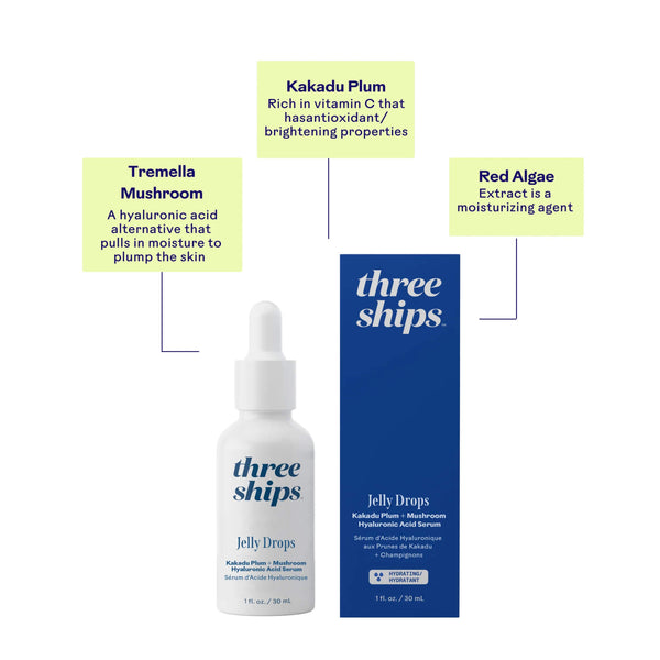 Three Ships Jelly Drops Kakadu Plum + Mushroom Hyaluronic Acid Serum Benefits
