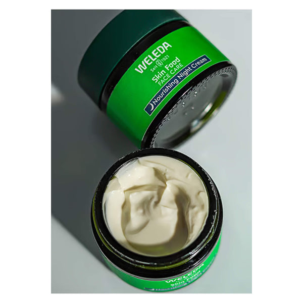 Jar & OpenJar of Weleda Skin Food Nourishing Night Cream