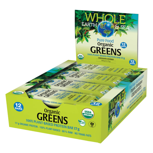 Whole Earth & Sea Organic Vegan GREENS Protein Bar 17g Protein 1 Bar/75g
