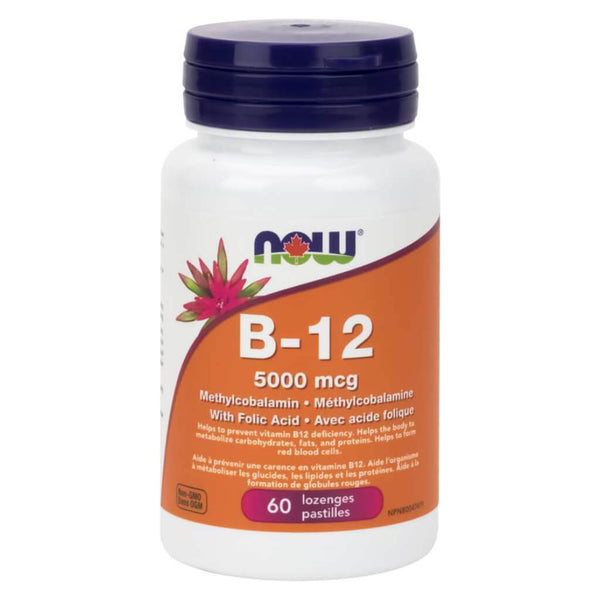 Bottle of B-12 Methylcobalamin w/ Folic Acid 60 Lozenges