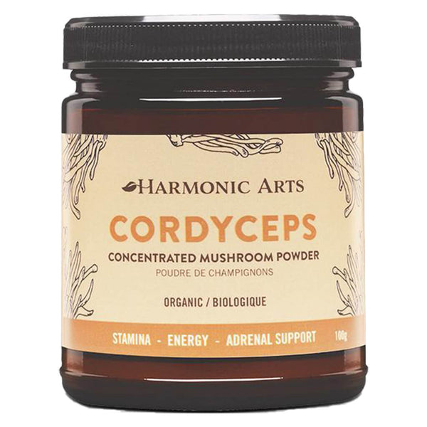 Jar of Harmonic Arts Cordyceps Concentrated Mushroom Powder 100 Grams