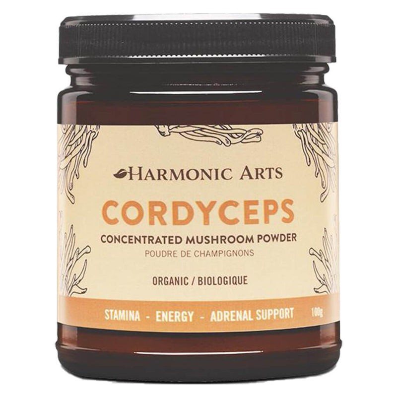 Jar of Harmonic Arts Cordyceps Concentrated Mushroom Powder 100 Grams