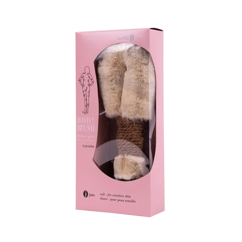 Merben Jute Body Brush Brown Handle Soft 9Inch Package