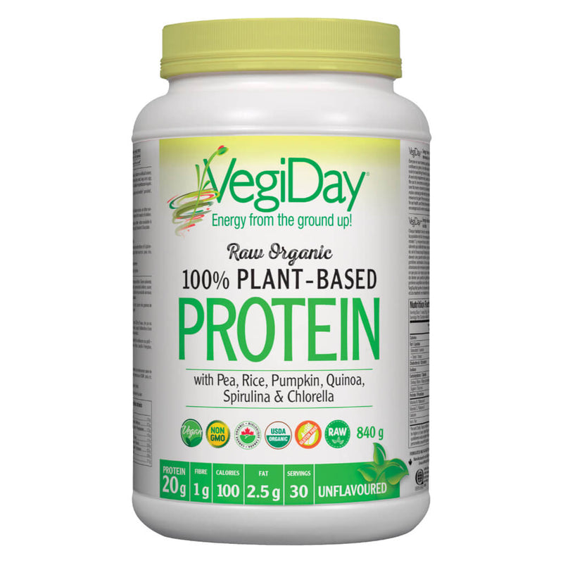 Container of Unflavoured Raw Organic Plant-Based Protein 840 Grams