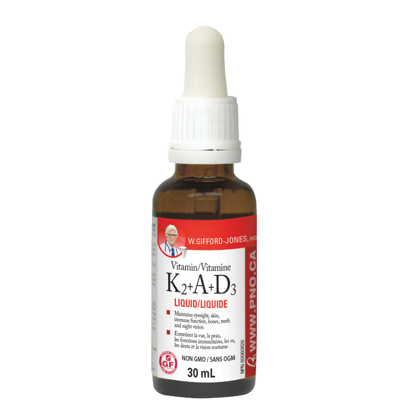 Bottle of Vitamin K2+A+D3 Liquid 30 Milliliters